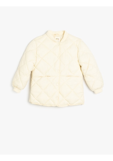 Koton Düğmeli Uzun Kollu Yuvarlak Yaka Anorak Mevsimlik Mont Ekru 5skg20009aw Ekru