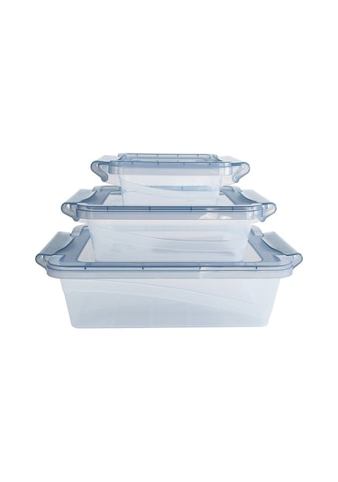 Decobella 3‘LÜ Kilitli Saklama Kabı Set (0.40LT -1LT -2 LT.) Şeffaf