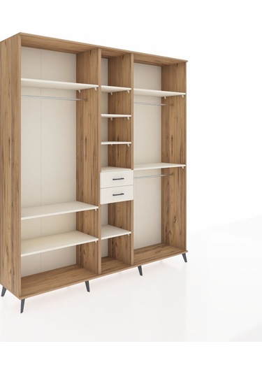 Hyperion Dolap 10 Raflı 2 Çekmeceli 3 Askılı 220x44x243 Çam-aytaşı/aytaşı Aytası/aytası