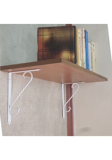 Ferforje Raf Altı, Orta, Beyaz, Vidalar Dahil, 2 Adet Beyaz