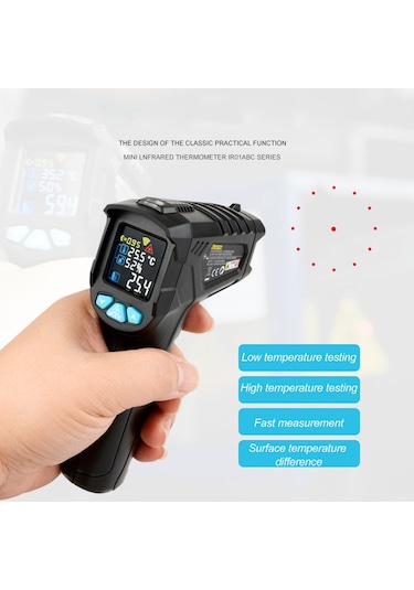 50 800 Endüstriyel Dijital Kızılötesi Termometre Siyah