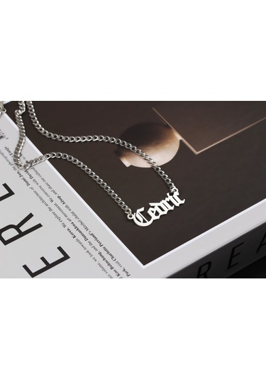 Glorria Erkek Kişiye Özel Gothic İsimli Gurmet Zincirli Gümüş Kolye Gümüş