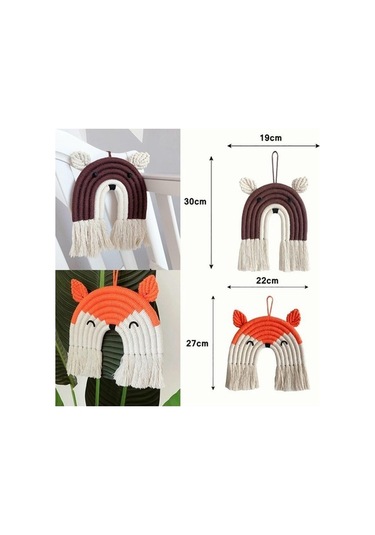 Novahub Tilki Ayı Gökkuşağı Geyik El Dokuma Bulut Odası Dekor Goblen Fx, Çocuk Odası Hediyesi Fx