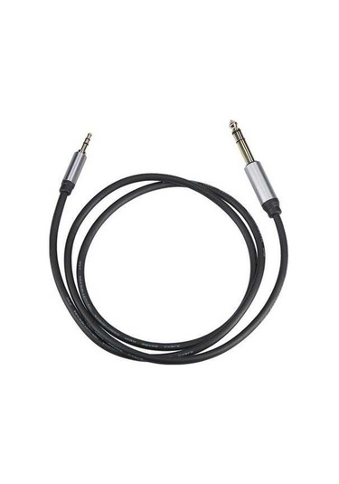 Pazly 3,5-6,5mm Alüminyum Alaşımlı Ses Kablosu, Erkekten Erkeğe Bağlantı, Siyah/gümüş