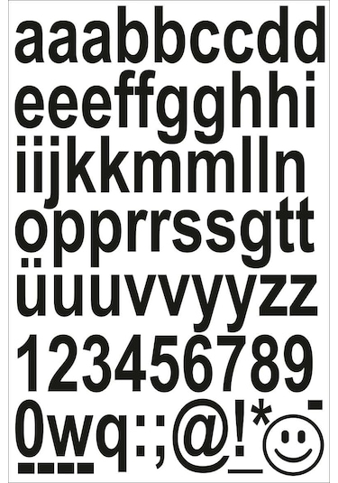 Küçük Harf Ve Rakamlar Etiket Sticker Yapıştırma Reklam Instagram