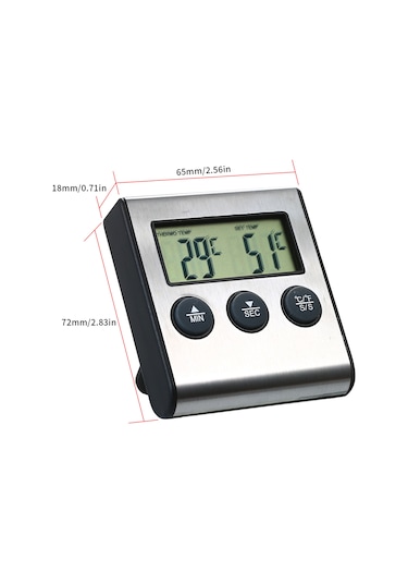 Dianziye Mutfak Ve Bbq İçin Gelişmiş Gıda Termometresi - Sondalı, Sayım Geri Sayımı Ve Alarm Özellikli, 0-250 C Aralığında Ölçüm Pil Dahil Değil