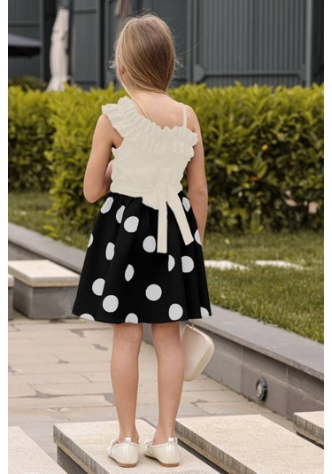 Riccotarz Kız Çocuk Puantiyeli Pulpayet Kuyruklu Kat Kat Tüllü Siyah Abiye Siyah