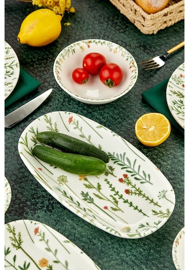 Cooker 10 Parça 4 Kişilik Mimoza Kahvaltı Takımı - Lüx Kahvaltılık Sunum Seti Tabağı Yeşil