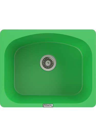 Polex Cristalüx Granit Evye P-OL60 Yeşil Tezgah Altı Ve Tezgah Üstü Kare Mutfak Evyesi 60x49.5 CM