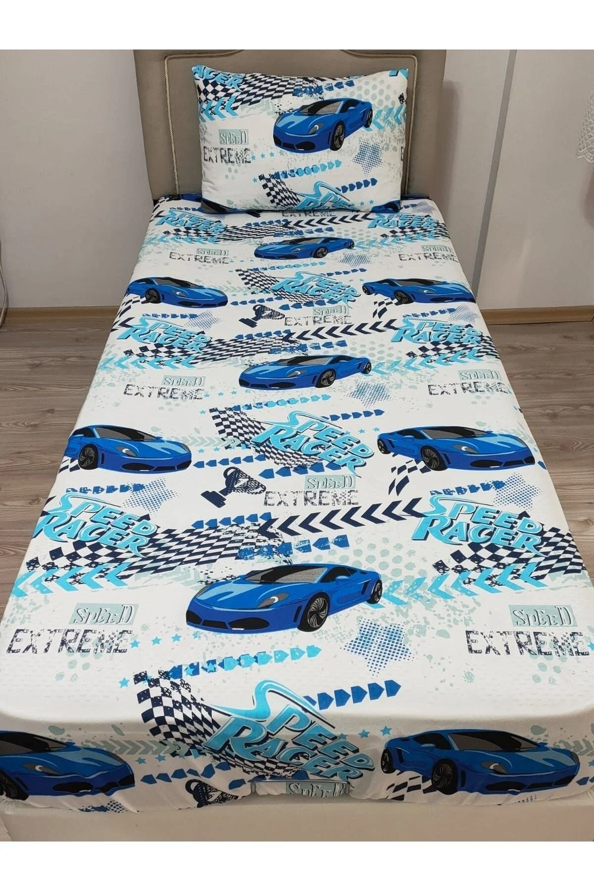 Tek Kişilik Premium Ranforce Yumuşak Dokulu Lastikli Çarşaf Takımı Bej Kelebek