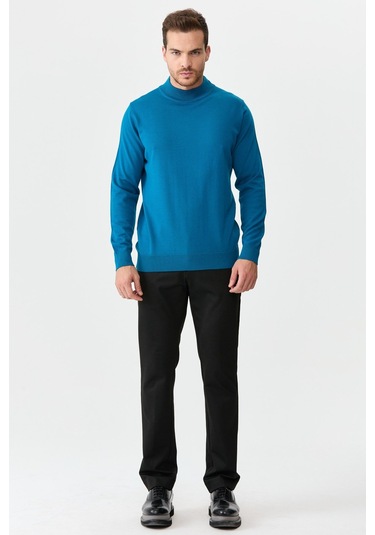 Erkek Basic Yarım Balıkçı İnce Triko Kazak A.petrol A.petrol