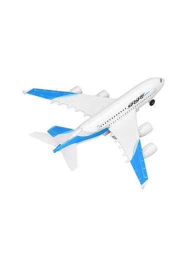 Ctoys Çek Bırak Metal Yolcu Uçağı Işıklı Sesli Mavi A3806a