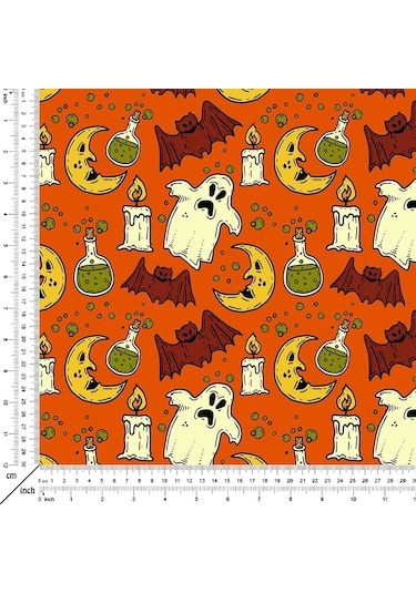 Happy Halloween Turuncu Zeminli Yarasalı, Hayalet