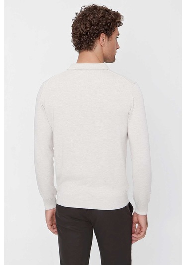 Basic Dinamik Fit Rahat Kesim Polo Yaka Triko Kazak 99kc017001653 Bej