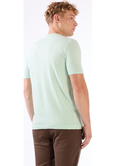 Dufy Su Yeşili Erkek Slim Fit Düz Düğmeli O Yaka Triko Su Yeşili
