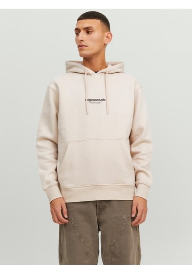 Jack&jones Kapüşonlu Rahat Kesim Bej Erkek Sweat 12241687 001