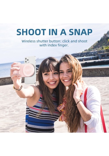 Springsun İphone Android Uyumlu Titreşim Önleyici Kablosuz Şarjlı Manyetik El Stabilizatörü Bluetooth Selfie Çubuğu Pembe