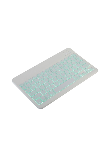 Yunboo 10.1 İnç Kablosuz Bluetooth Klavye - 7 Renkli Aydınlatma, Şarj Edilebilir, İnce Tasarım