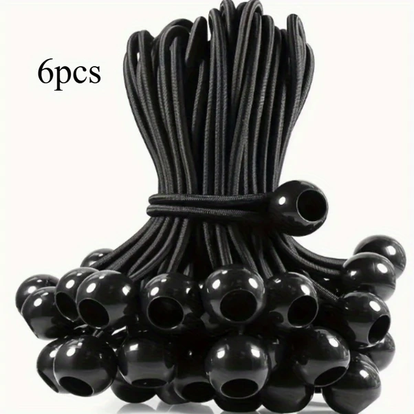 Xuweiwei 6lı Siyah Uv Dayanıklı Ağır Hizmet Bungee Kordonları Çadır Branda Treyler Bağlama Kayışı Diğer