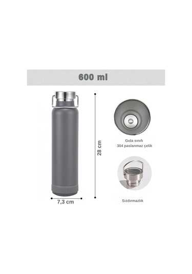 Bluetooth Hoparlörlü Paslanmaz Çelik Termos 600 Ml-çift Katmanlı Gri