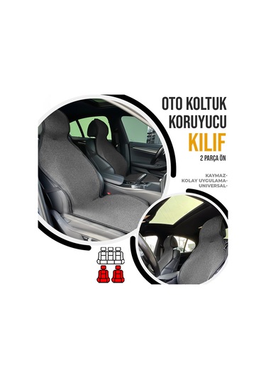 Oto Koltuk Koruyucu Kılıf Füme Universal 2 Parça Ön A+ Kalite