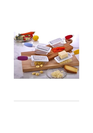 Hazneli Rende Saplı Çift Yönlü Sarımsak Peynir Meyve Sebze El Rendesi Royaleks Fr-166 Çok Renkli