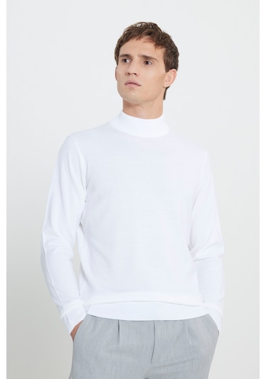 Altinyildiz Classics Erkek Ekru Standart Fit Normal Kesim Yarım Balıkçı Yaka Triko 4A4923100005EKRXXL Ekru