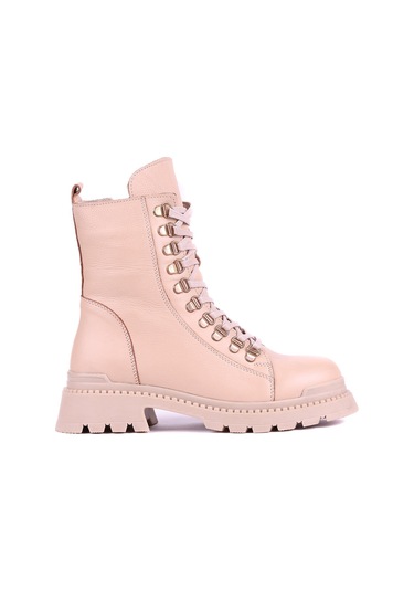 Shoeyle - Hakiki Deri Bej Rengi Kadın Postal Bot - 25104952-1421 Bej