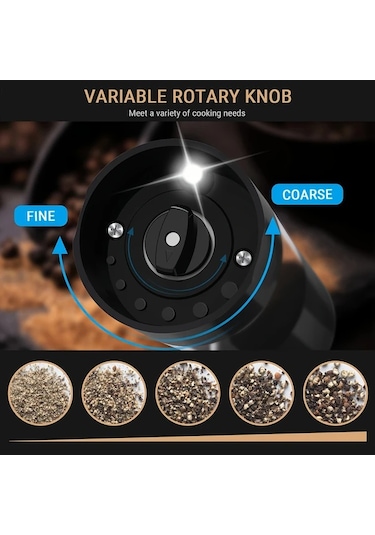 Motion003 Elektrikli Tuz Ve Biber Değirmeni Seti Siyah 1 Usb Şarjlı Küçük Öğütücü Lcd Ekran Ayarlanabilir Kabağlık Ev Mutfak Restoran Barbekü