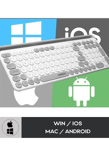 EKW-28 2.4G+Bluetooth BT1+BT2 Çoklu Cihaz Bağlantılı Ulta İnce Q (Mac-Wın-Ios-Android) Kablosuz Klavye