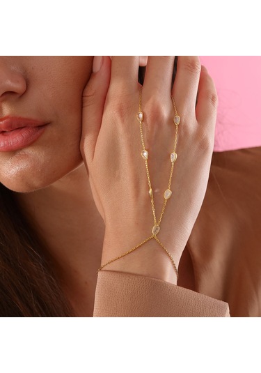 925 Ayar Gümüş Damla Zirkon Taşlı Şahmeran Altın