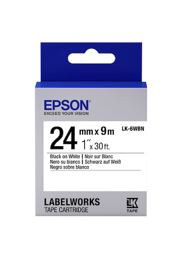 Epson Lk-6Wbvn Siyah Üzeri Beyaz 24 MM 7  Metre Etiket