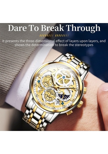 Novahub Olevs 9947 Erkekler Kuvars Su Geçirmez Saat, Beyaz Altın Çok Renkli Çok Renkli