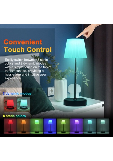 Padalink Rgb Led Masraf Lambası, Dokunmatik Kontrol, 8 Tek Renk + 2 Dinamik Mod, Genişletilebilir Gövde 12.2-31.6cm , 3000mah Batarya, Yatak Odası-bar-outdoor Partiler İçin
