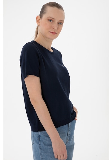U.S. Polo Assn. Kadın Lacivert Bisiklet Yaka Triko Tişört 50306460-VR033