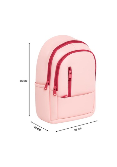 Yuga Suni Deri Dört Gözlü Sırt Çantası Pembe Pembe