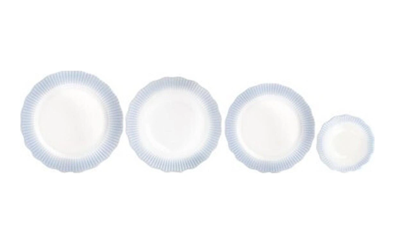 Porland Ayliz Mavi 24 Parça 6 Kişilik Yemek Takımı Süt Beyazı