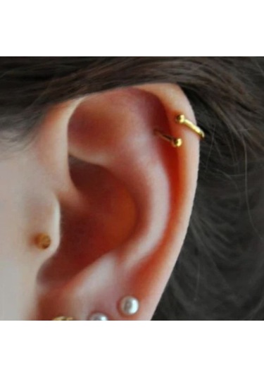 Heppii Gold Renk Cerrahi Çelik Spiral Piercing Kulak Dudak Burun Kaş Kıv Altın