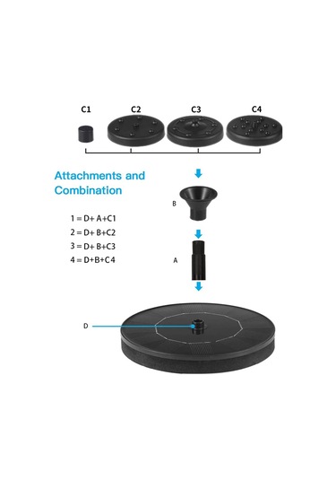Yunboo Güneş Enerjili Sularüstü Fonten Pompa, Bahçe Ve Avlu Görseli İçin 4 Fıçı, 70cm Maksimum Yükseklik, 150l/saat Debi, Siyah 16cm Çap