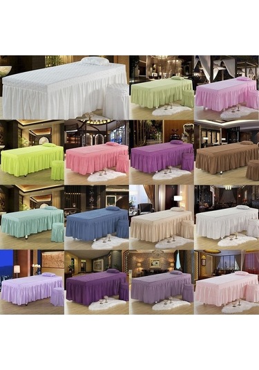 Ganzhoushop Suntek Örtülü Masaj Masası Güzellik Etek Beyaz Eu