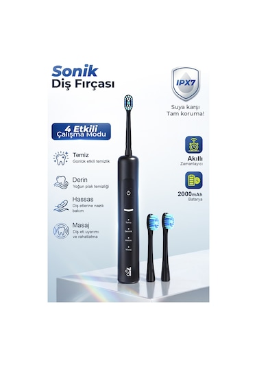 7go 7gmf2 Sonic Elektrikli Diş Fırçası Siyah