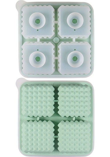 Xiyyadms Gıda Kalitesi Silikon Buzluk - 4 Adet Kare Buz Küpü Kalıbı - Whiskey Ve Kokteyller İçin Yavaş Erime - Ev Ve Bar Kullanıma Uygun - Siyah Çok Renkli