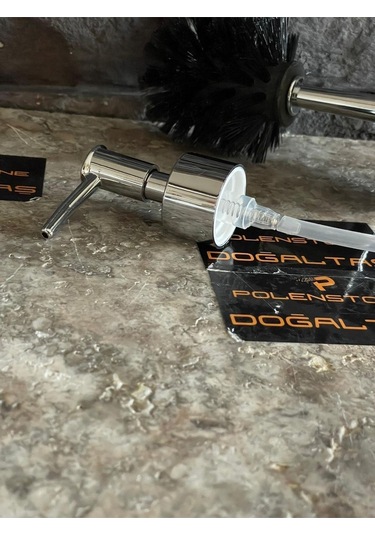 Mermer Banyo Setlerine Uygun / Gümüş Rengi Wc Fırçası Ve Sıvı Sabunluk Pompası Gold