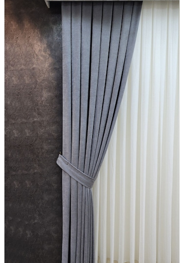 Mosso Fon Perde Düz Renk Açık Gri