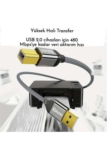 Riksoin 1.20 -metre Usb-a To Usb-b 2.0 Yazıcı Kablosu Ce Lisanslı