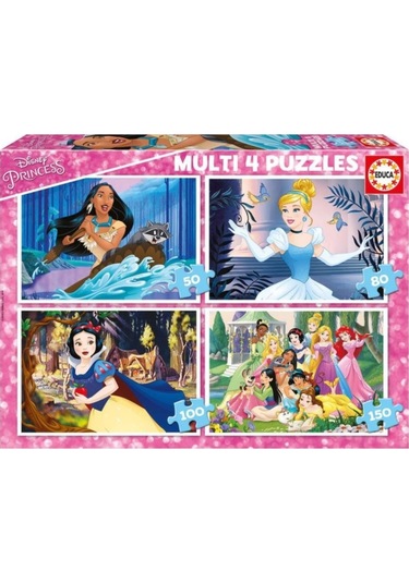 Puzzle Princess. Disney 50+80+100+150 Parça Multi 4 İn 1 Karton P