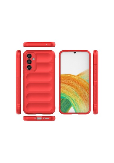 Samsung Galaxy Uyumlu A15 Kılıf Optimum Lens Çerçeveli Silikon Kapak Kırmızı