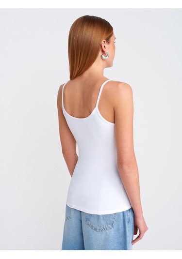 Dilvin 20901 İnce Askılı Poliamid Top-beyaz Beyaz
