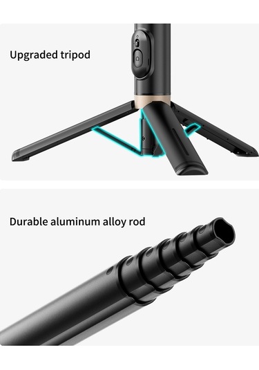 Butu Q12 Cep Telefonu Tutucu Tripod Uzatılabilir Alüminyum Alaşımlı Kutup Canlı Akış Selfie Sopa Bluetooth Uzaktan Kumanda İle