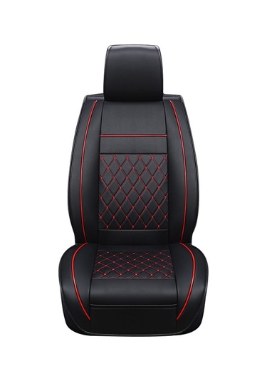 Araba Derisi Tam Kapsamlı Koltuk Minderi Kılıfı, Standart Versiyon, Sadece Bir Koltuk Siyah Kırmızı